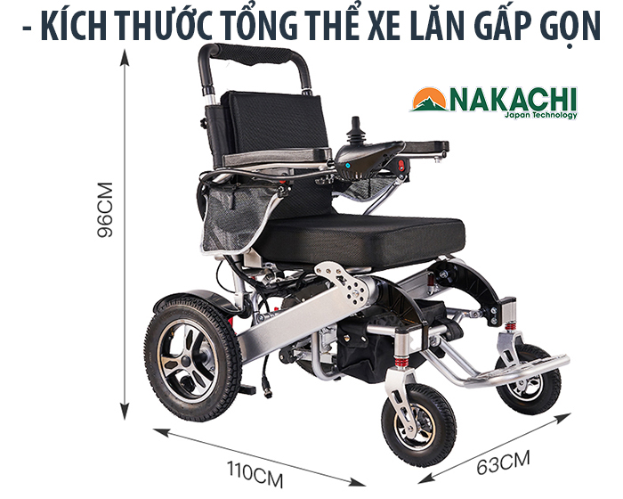 kích thước tổng thể xe lăn điện NC-001